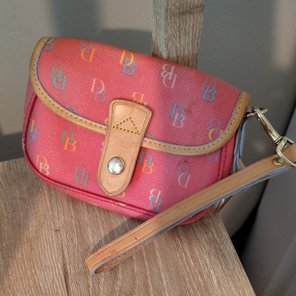 Dooney & Bourke Pink and Tan Clutch Wristlet